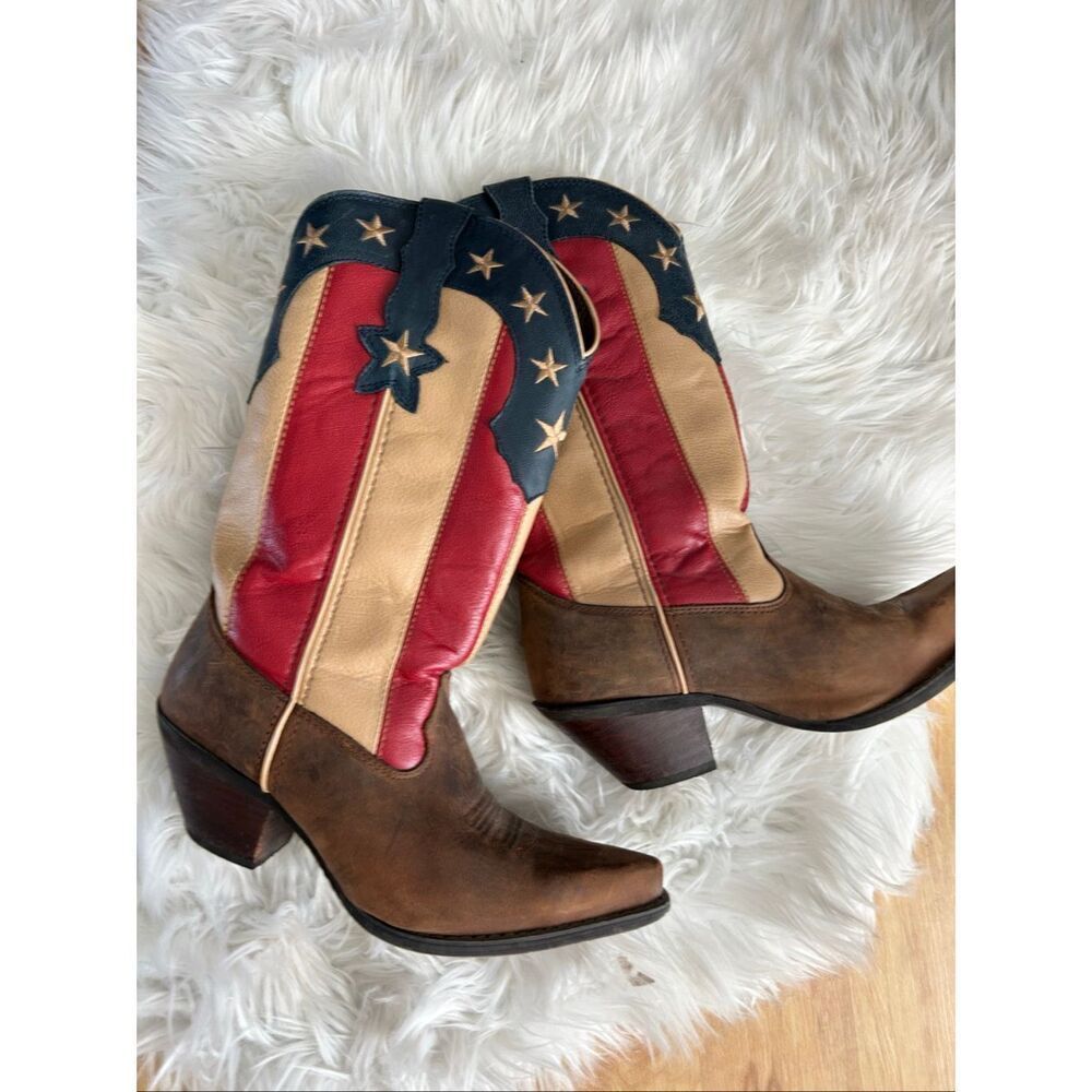 Durango Crush Cowboy Boots Women 8.5 USA Flag Patriot Western Rodeo Leather